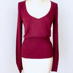 White House Black Market burgundy deep V neck sweater - XS